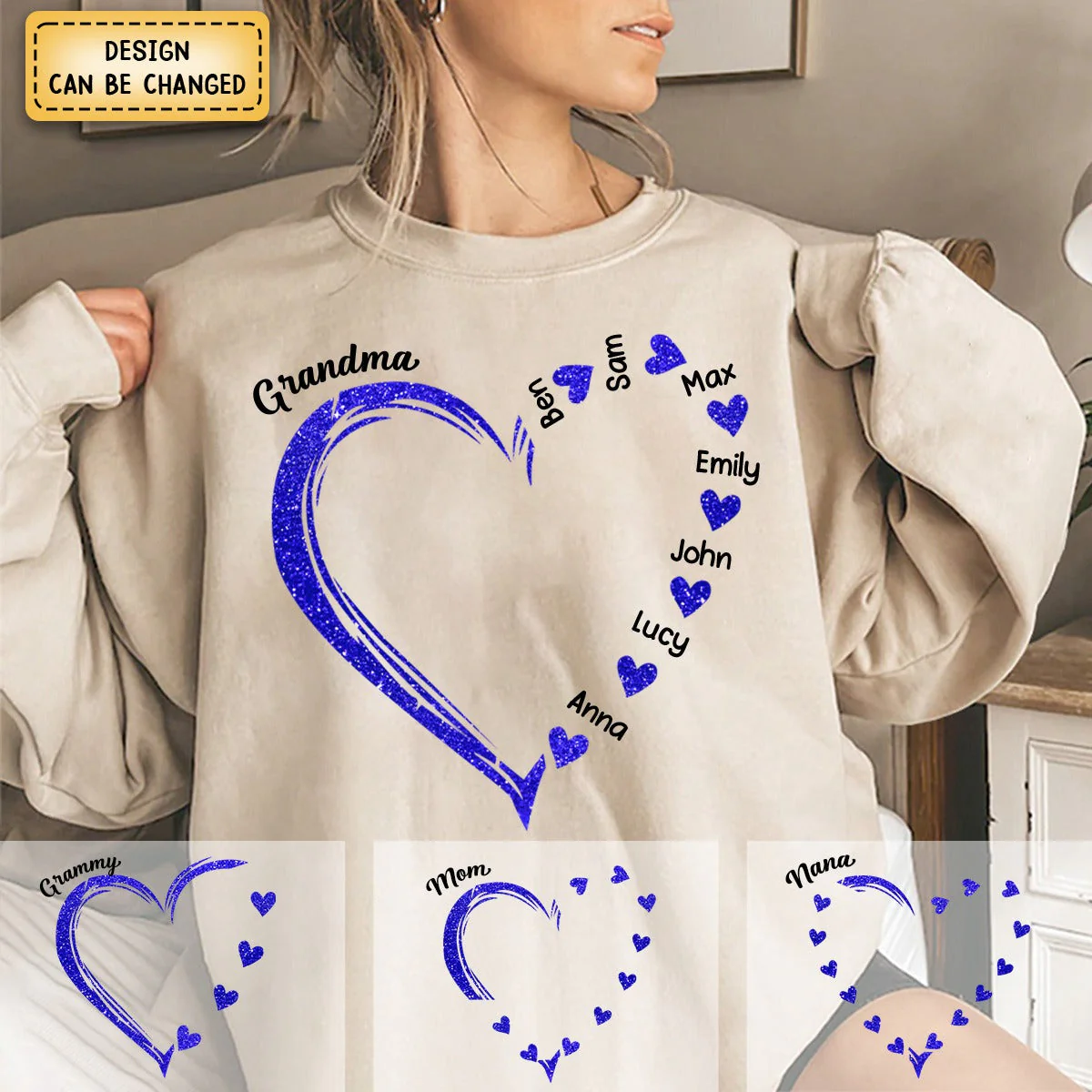 Personalized Glitter Grandma Sweet Heart Sweatshirt - Image 6