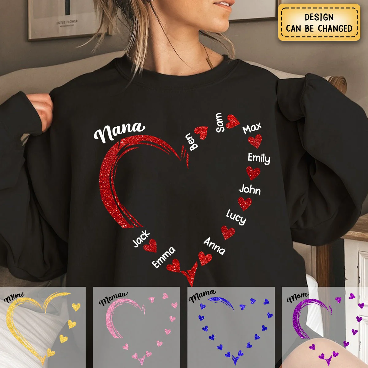 Personalized Glitter Grandma Sweet Heart Sweatshirt - Image 9