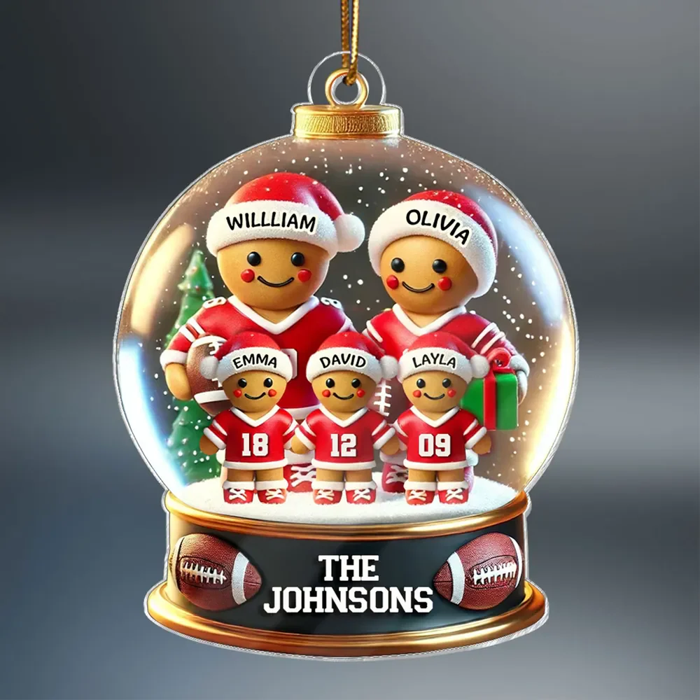 Personalized Globular Acrylic Christmas Ornament, Football Family Sport Lover - Image 3