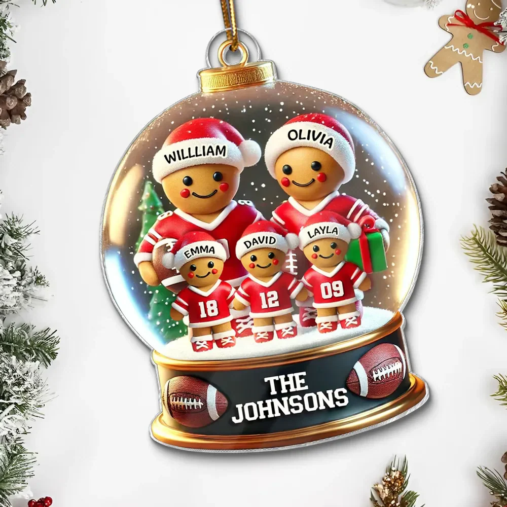 Personalized Globular Acrylic Christmas Ornament, Football Family Sport Lover - Image 4