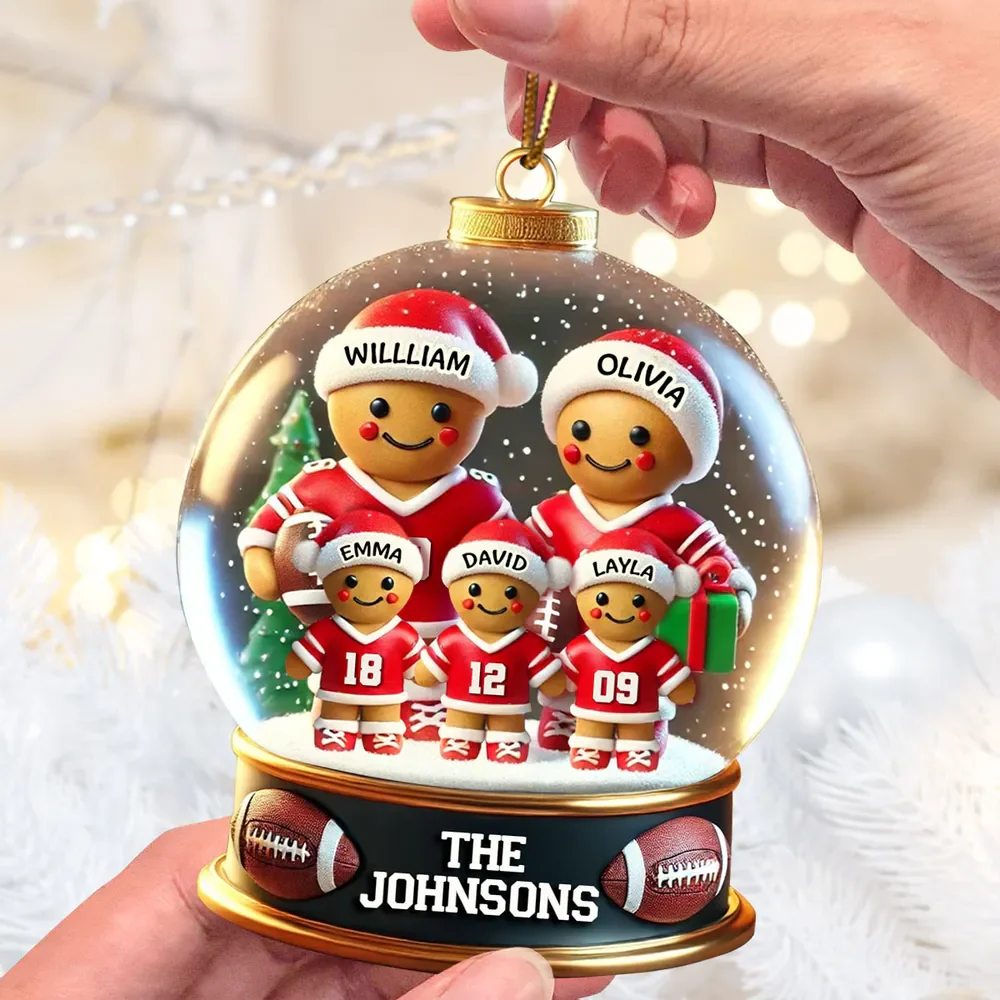Personalized Globular Acrylic Christmas Ornament, Football Family Sport Lover - Image 5