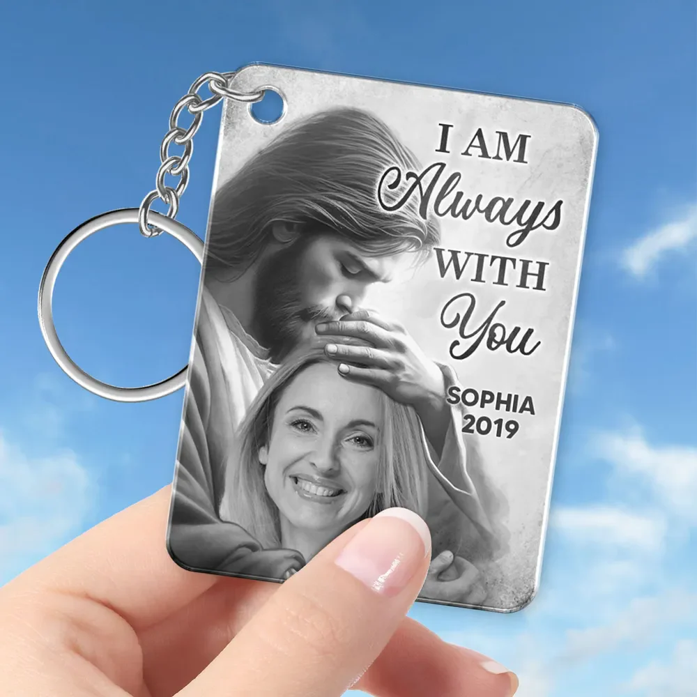 Personalized God Has You In His Arms Memorial Photo Acrylic Keychain - Image 3
