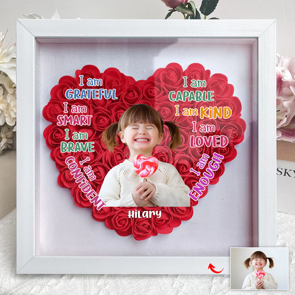 Personalized God Says I Am Kid Flower Shadow Box - Image 3