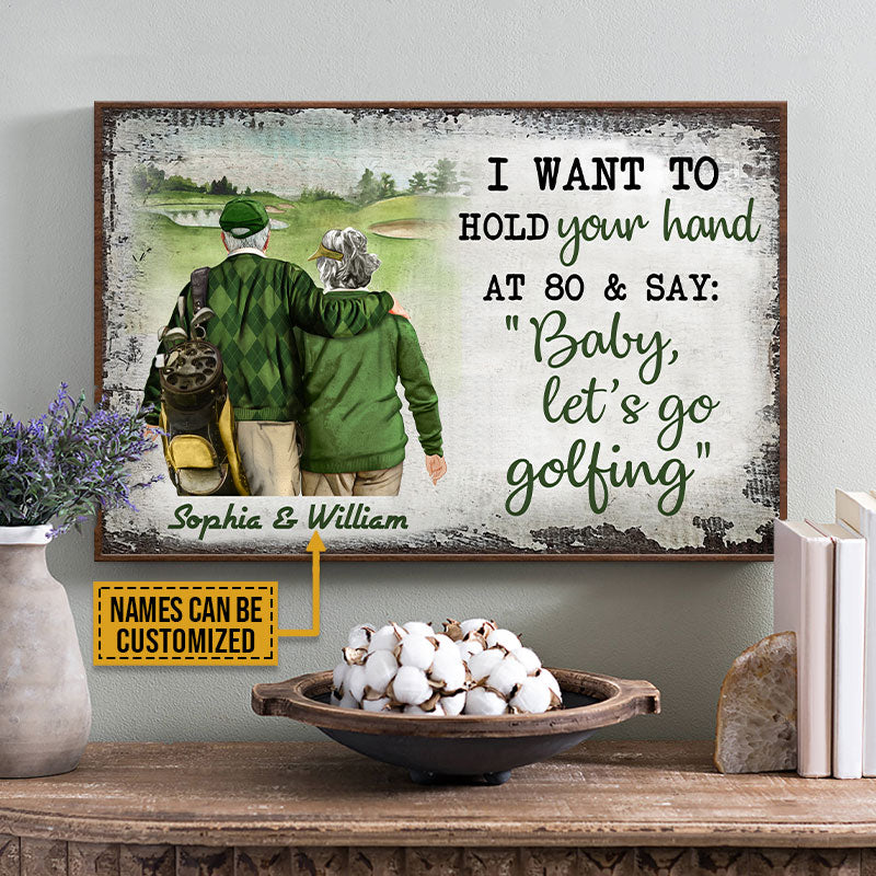 Personalized Golf Couple Want To Hold Your Hand Poster - Image 3