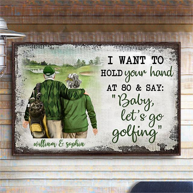 Personalized Golf Couple Want To Hold Your Hand Poster - Image 5