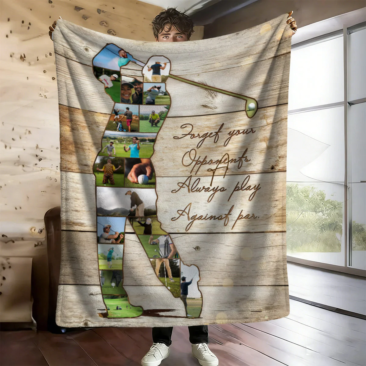 Personalized Golfer Photo Collage Blanket,Golf Coach Gift, Gift For Golf Lovers - Image 3