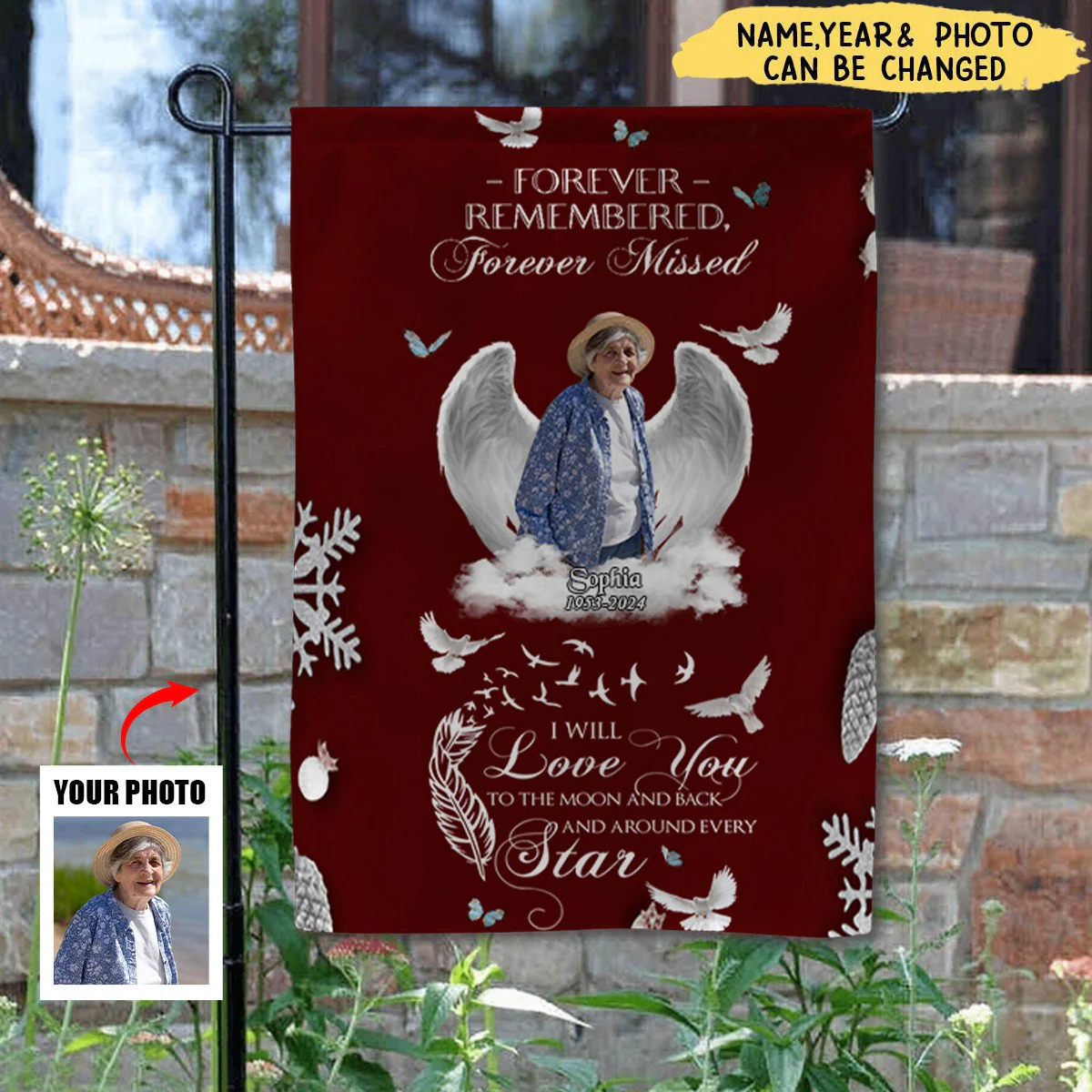 Personalized Gone But Never Forgotten Memorial Flag - Image 3