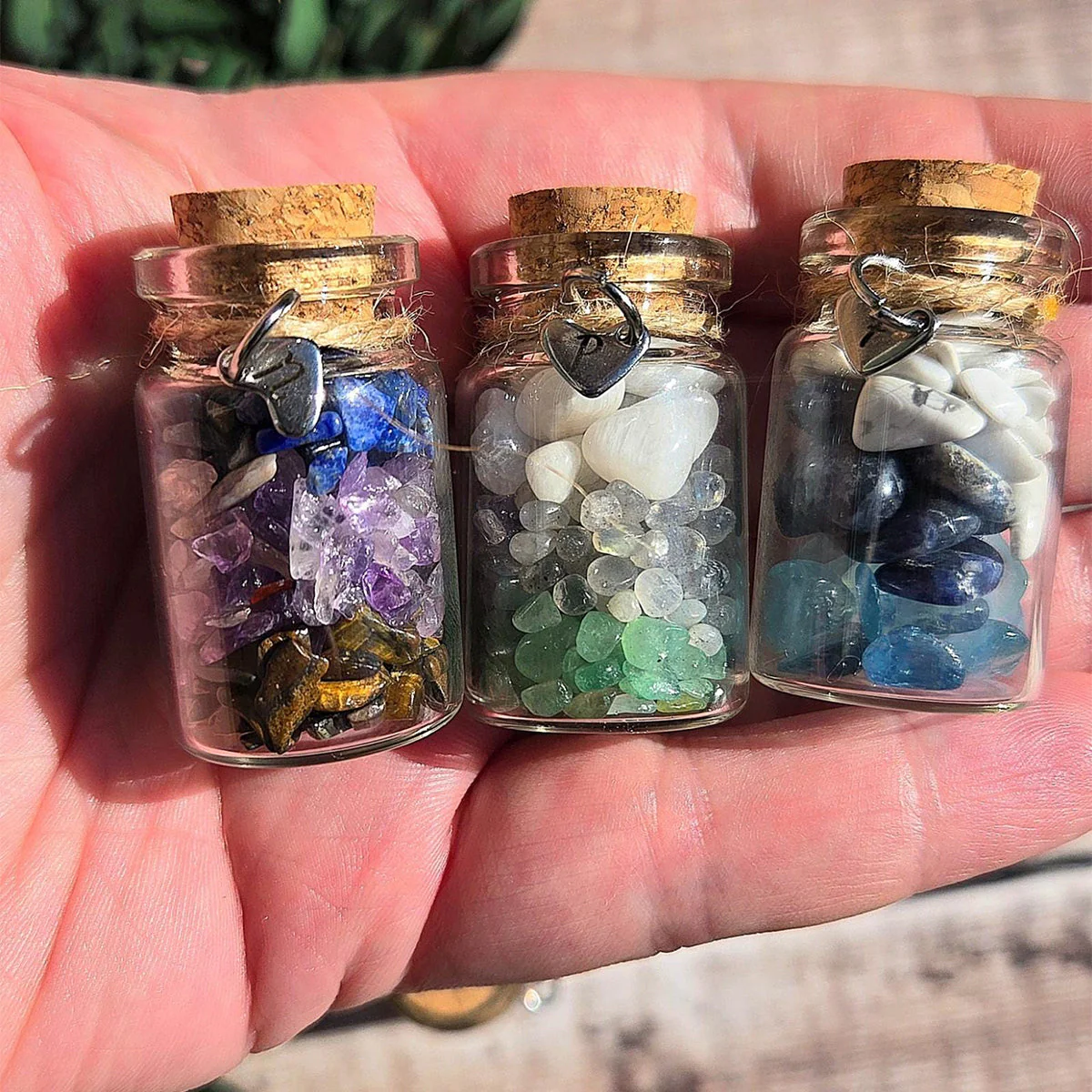 Personalized GOOD LUCK crystal chip bottle. Lucky charm. Crystals for new beginnings, exams, interview - Image 2