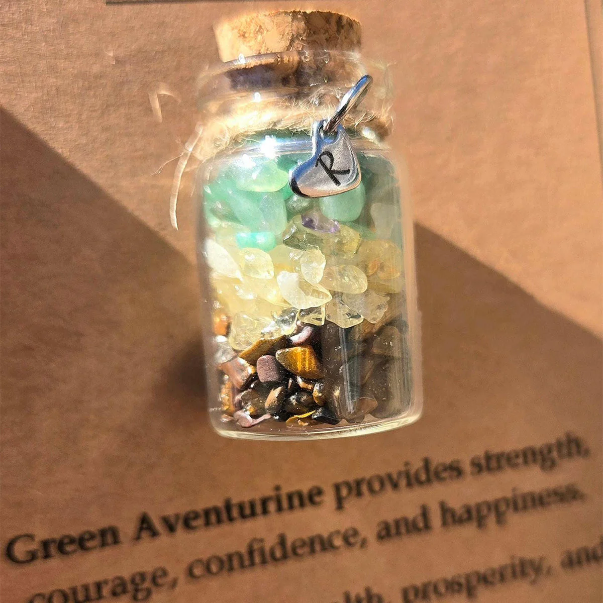 Personalized GOOD LUCK crystal chip bottle. Lucky charm. Crystals for new beginnings, exams, interview - Image 3