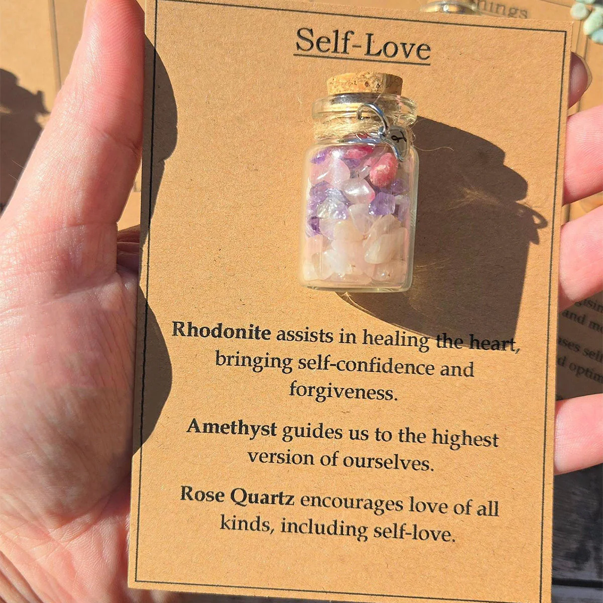Personalized GOOD LUCK crystal chip bottle. Lucky charm. Crystals for new beginnings, exams, interview - Image 6