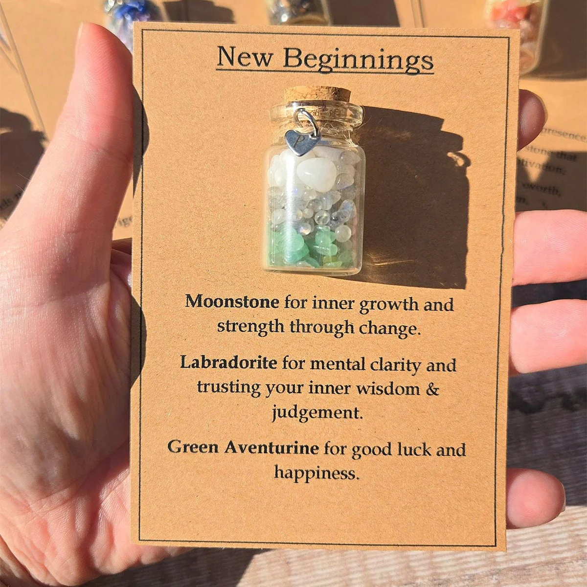 Personalized GOOD LUCK crystal chip bottle. Lucky charm. Crystals for new beginnings, exams, interview - Image 7
