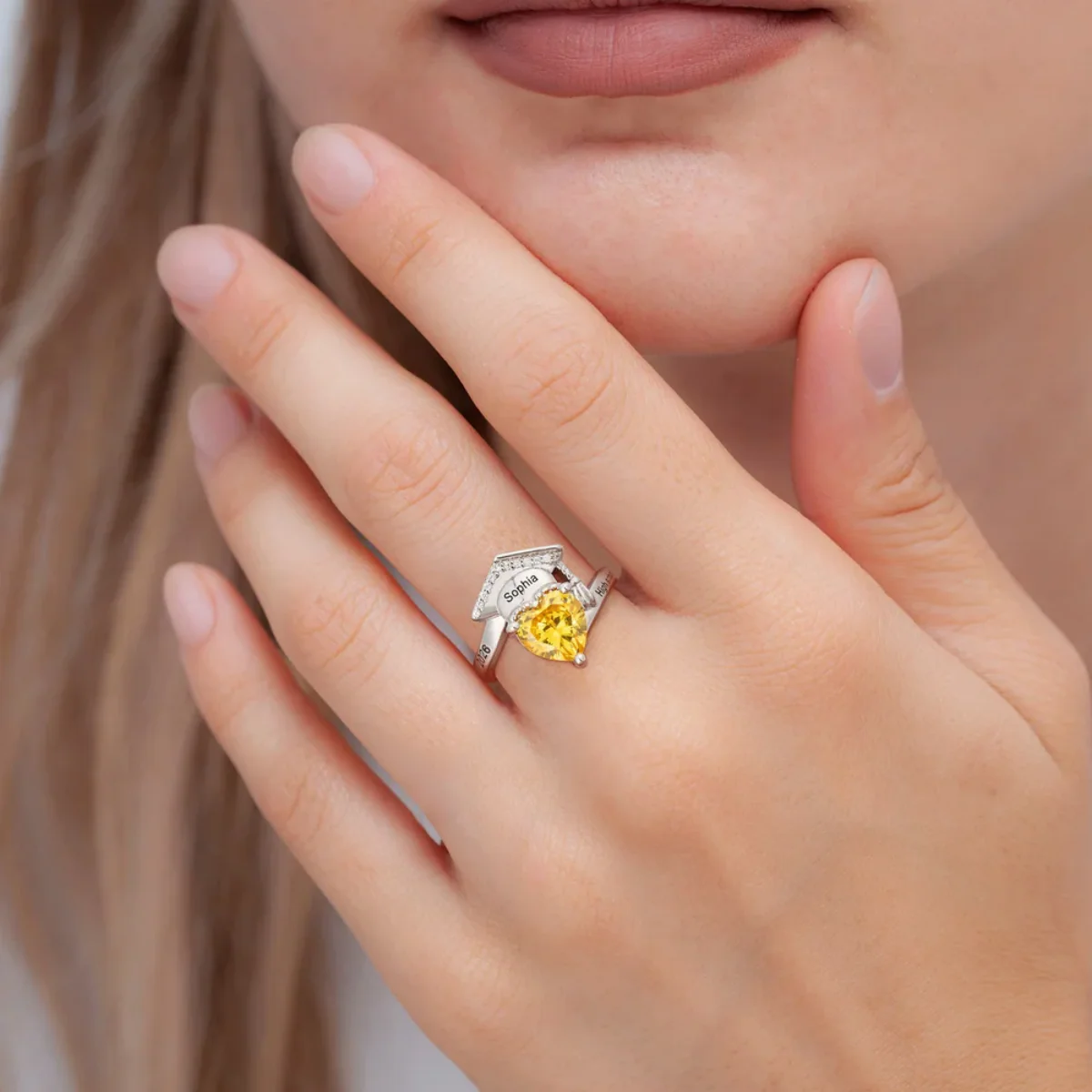 Personalized Grad Cap Heart Birthstone Ring - Graduation Gift For Graduates - Image 3
