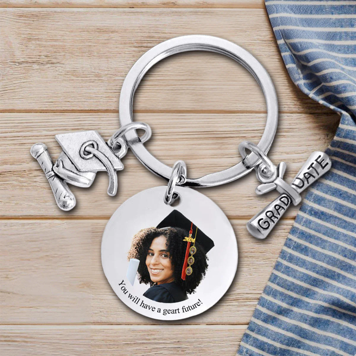 Personalized Graduate 2025 Diploma keychain Graduation Gift - Image 4