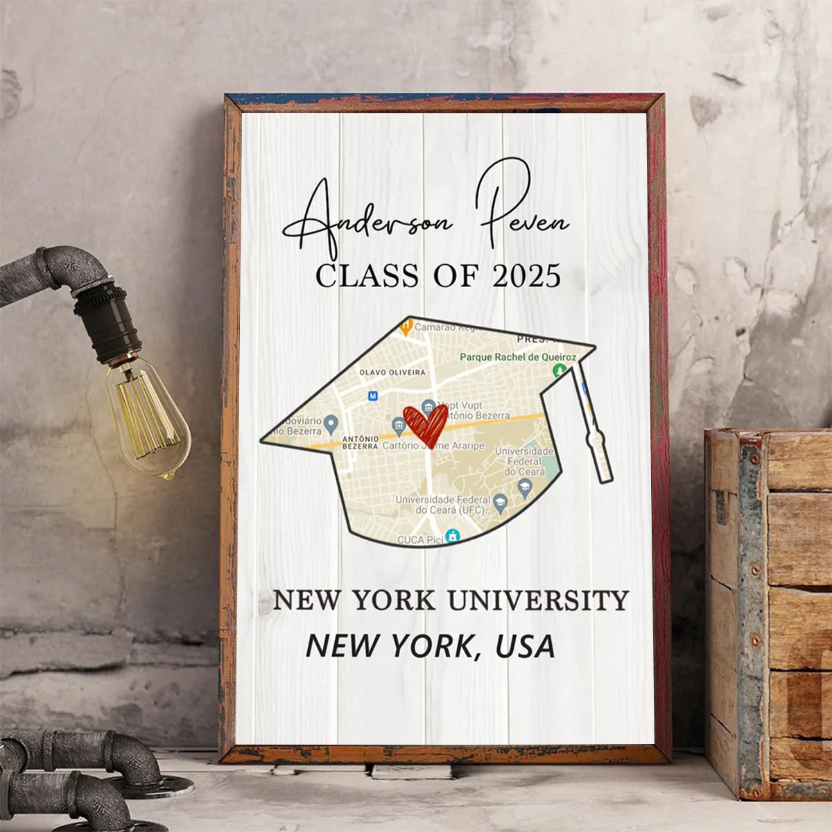 Personalized Graduation Gift Canvas Poster, University Map Print - Image 2