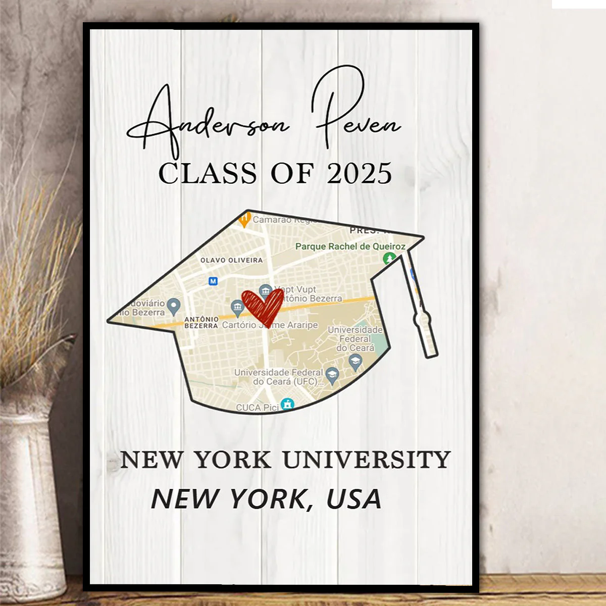 Personalized Graduation Gift Canvas Poster, University Map Print - Image 3