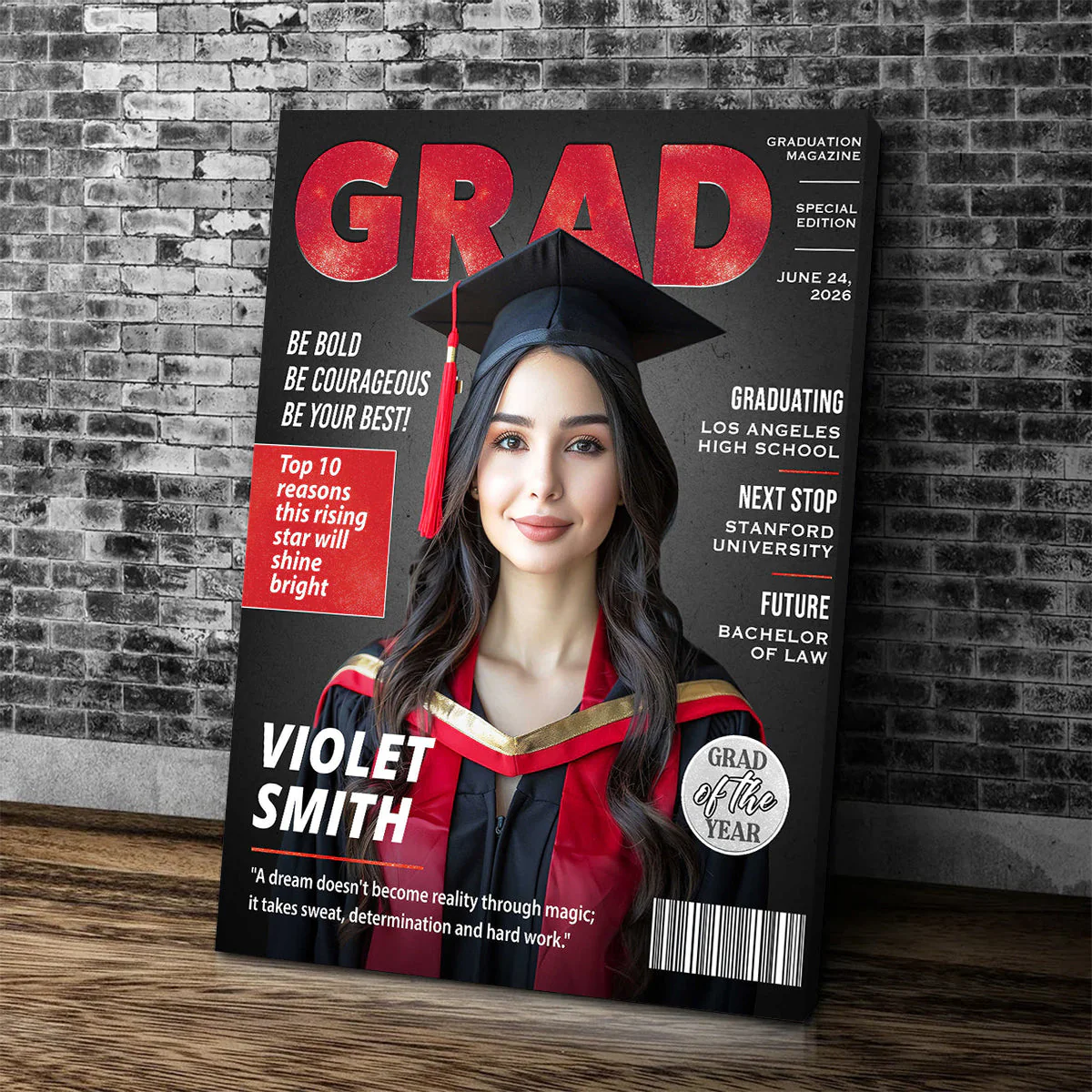 Personalized Graduation Magazine Cover Canvas , Personalized Graduation Gifts for Him or Her - Image 2