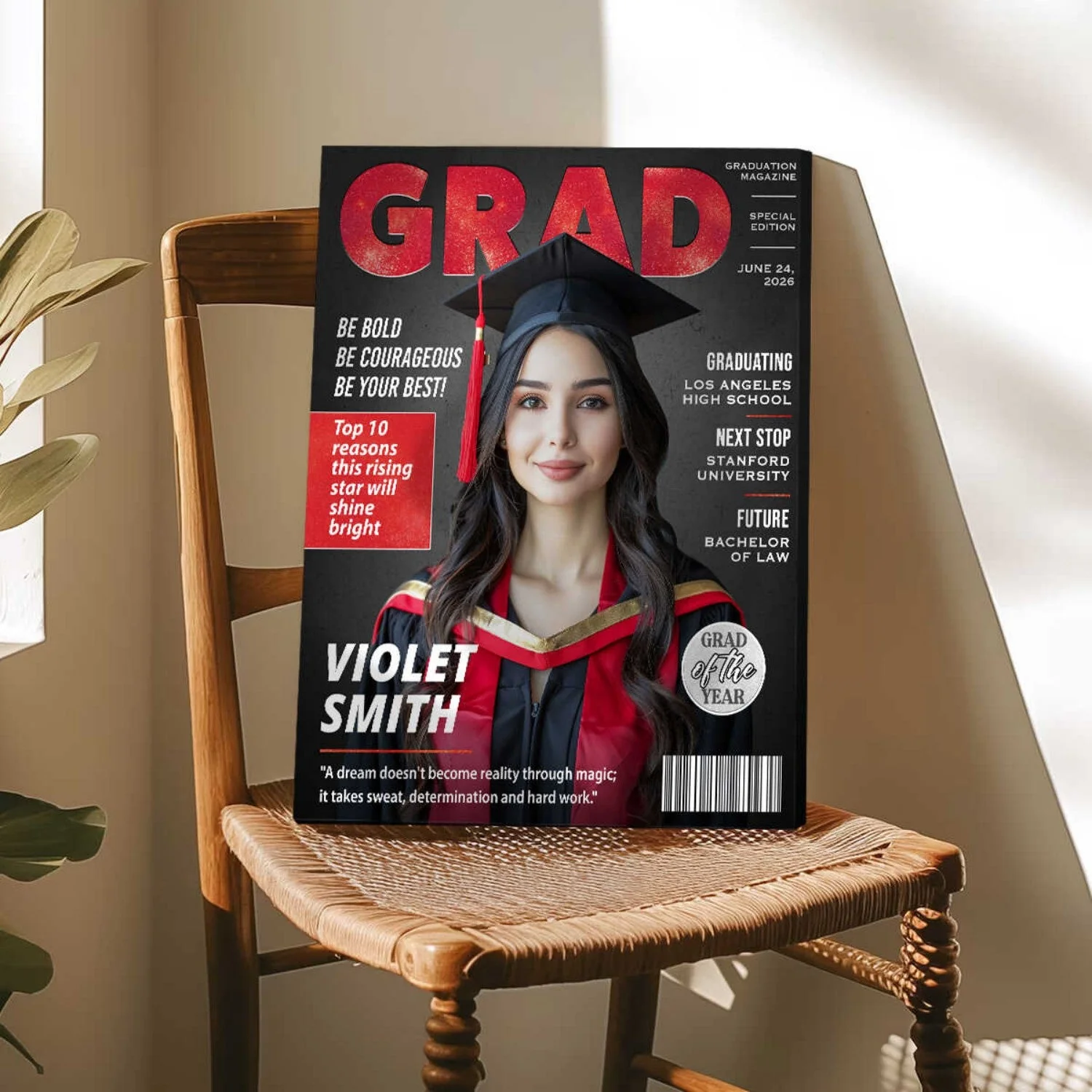 Personalized Graduation Magazine Cover Canvas , Personalized Graduation Gifts for Him or Her - Image 5