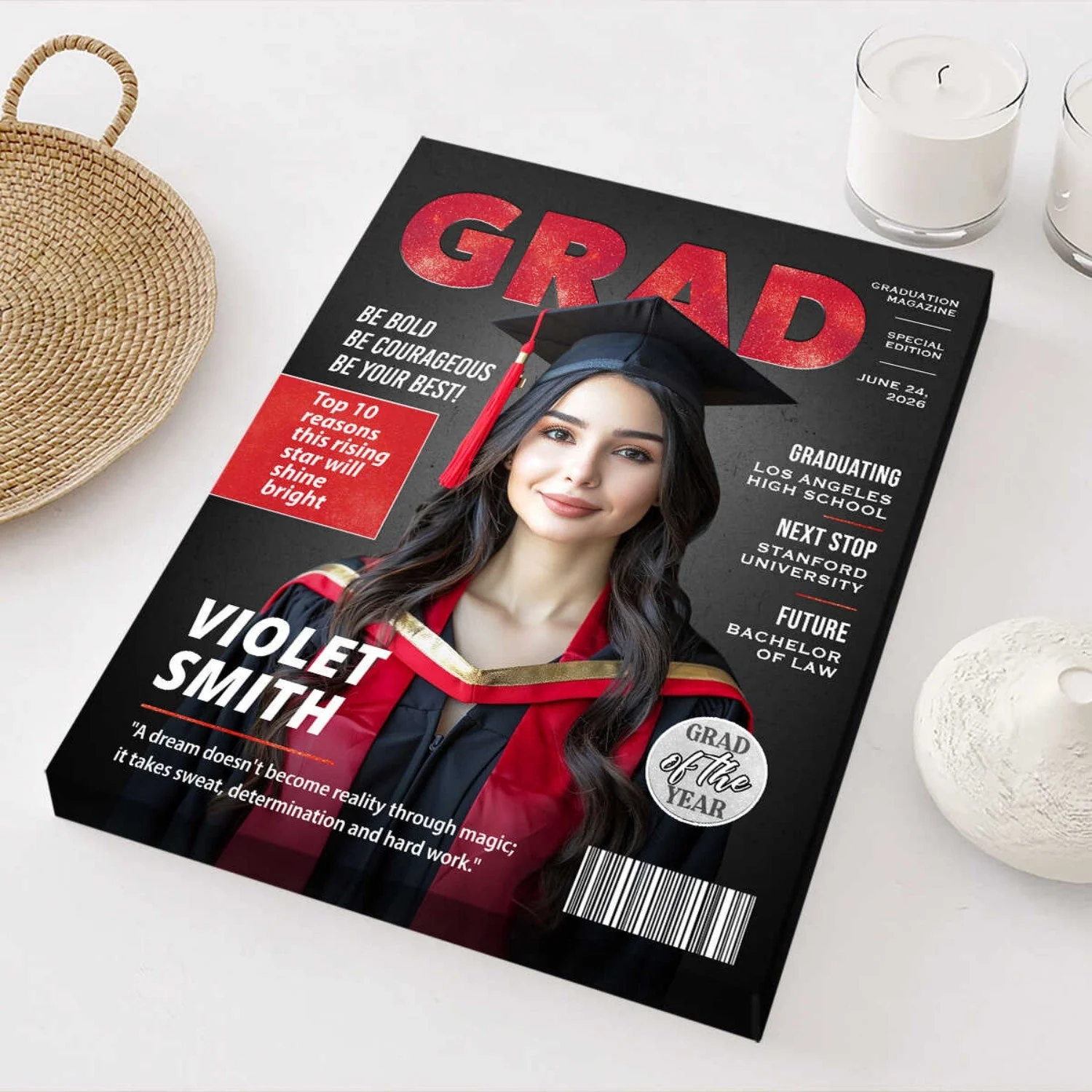 Personalized Graduation Magazine Cover Canvas , Personalized Graduation Gifts for Him or Her - Image 7