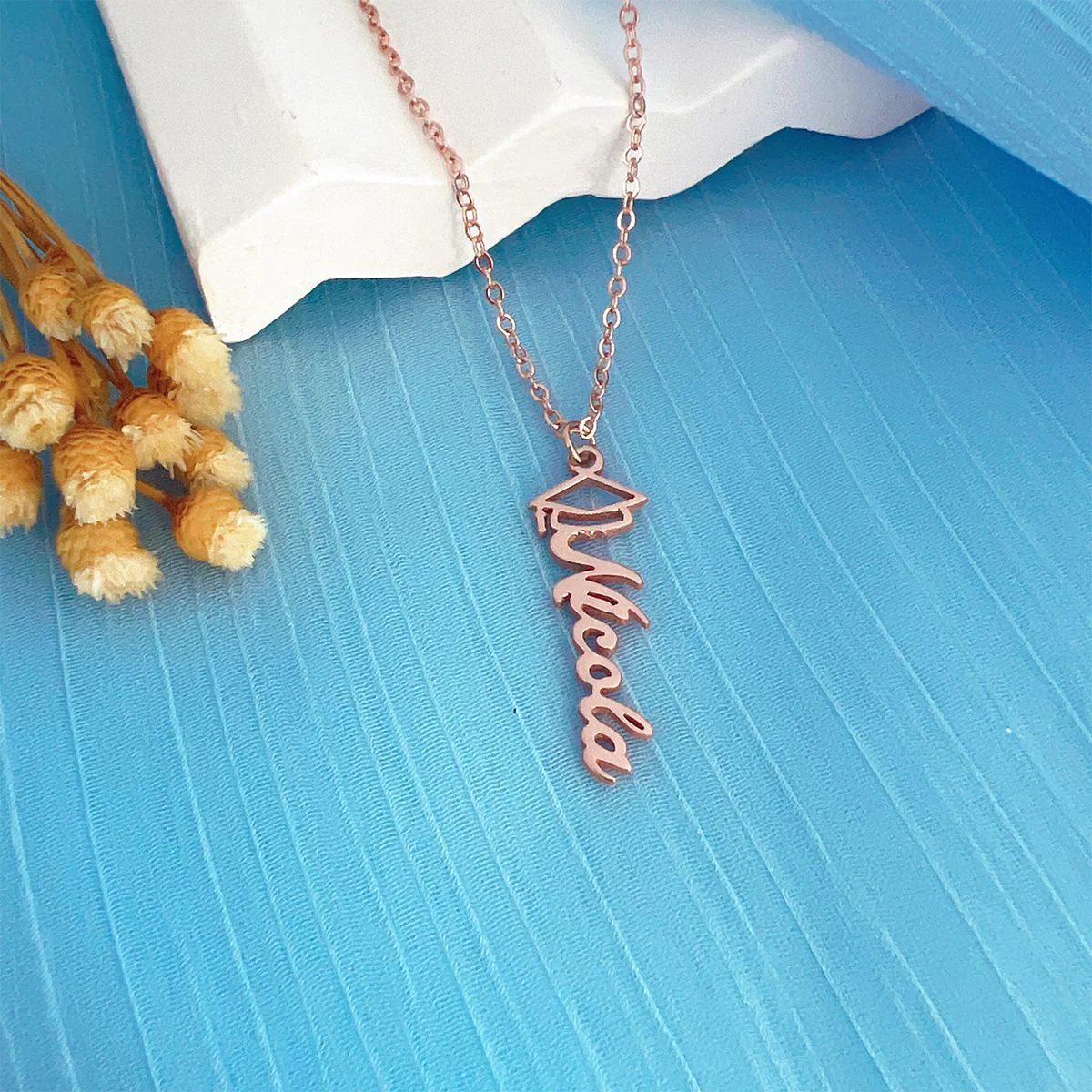 Personalized graduation name necklace, mortarboard necklace - Image 9