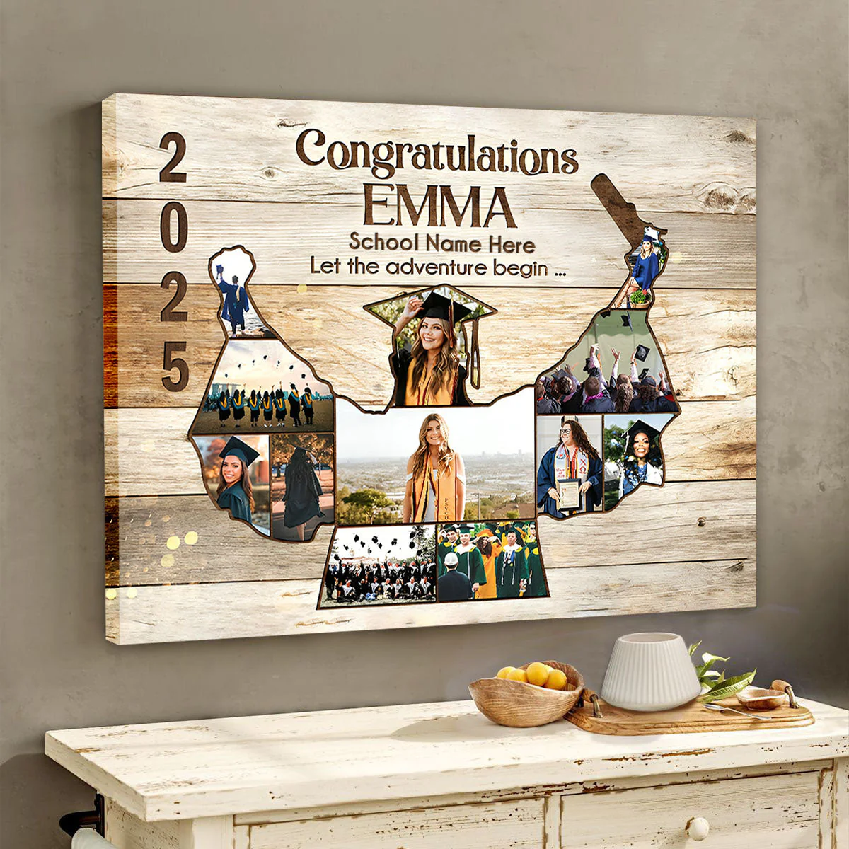 Personalized Graduation Photo Collage Canvas Poster, Graduation Gift, Class of 2025, Senior Gift - Image 3