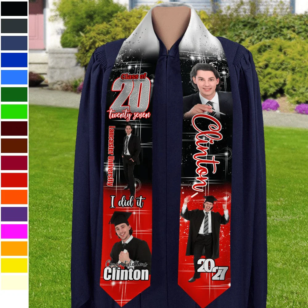 Personalized Graduation Sashes And Stoles-Custom Photo She Believed She Could Graduation Stoles - Image 3