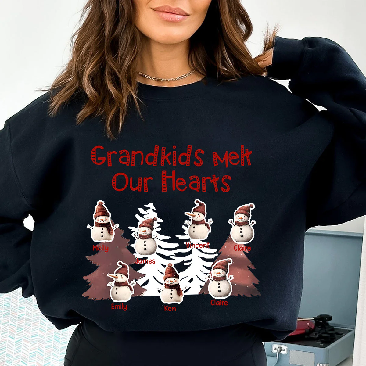 Personalized Grandkids Melt My Heart Sweatshirt - Image 5