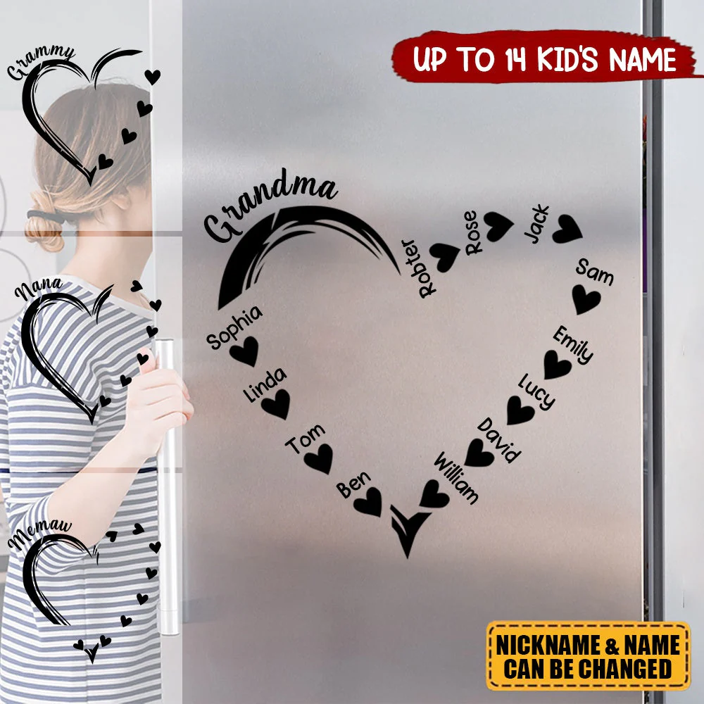 Personalized Grandma and Grandkids,Grandma Heart Decal - Image 2