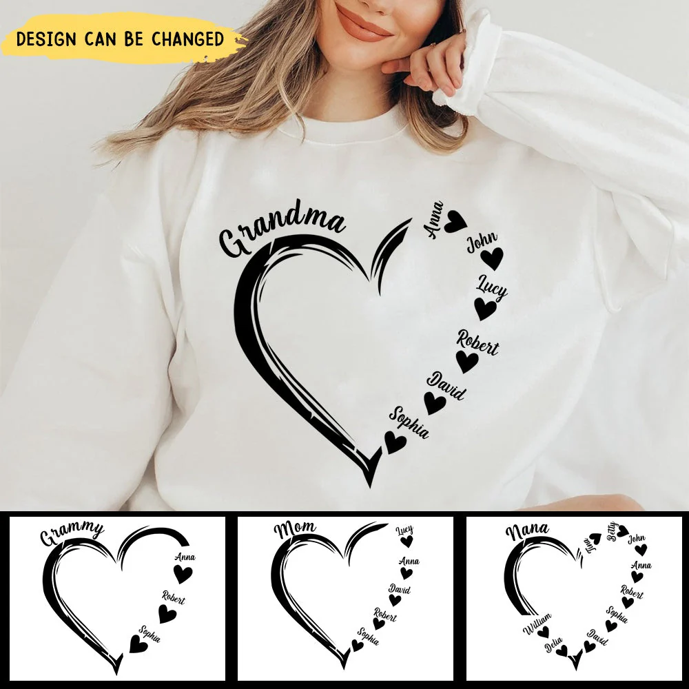 Personalized Grandma and Grandkids, Heart Sweatshirt - Image 2