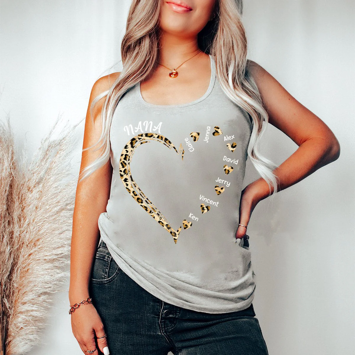 Personalized Grandma and Grandkids Heart Tank Top - Image 3