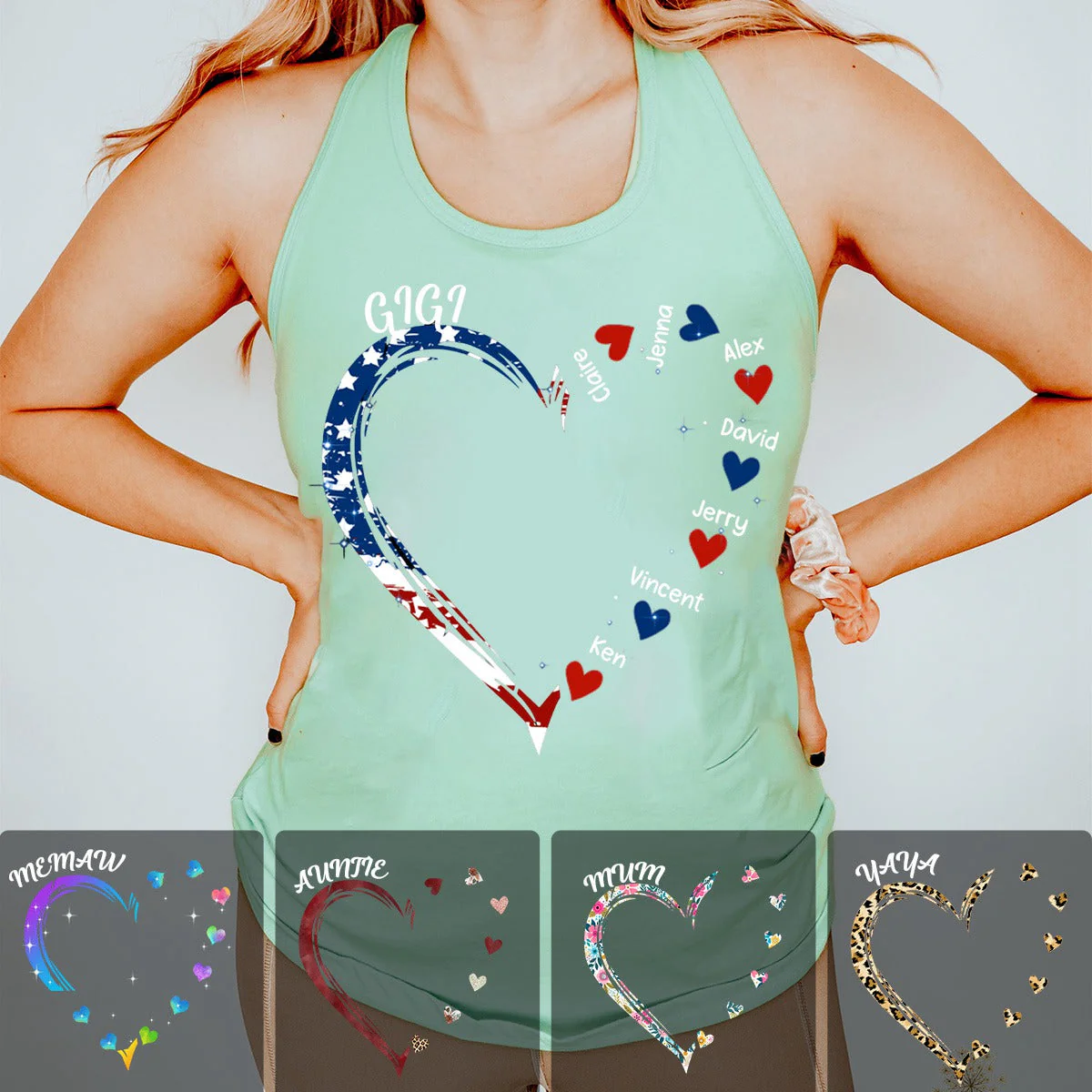 Personalized Grandma and Grandkids Heart Tank Top - Image 7