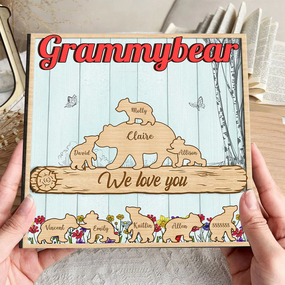 Personalized Grandma Bear 2 Layered Wooden Plaque - Image 2