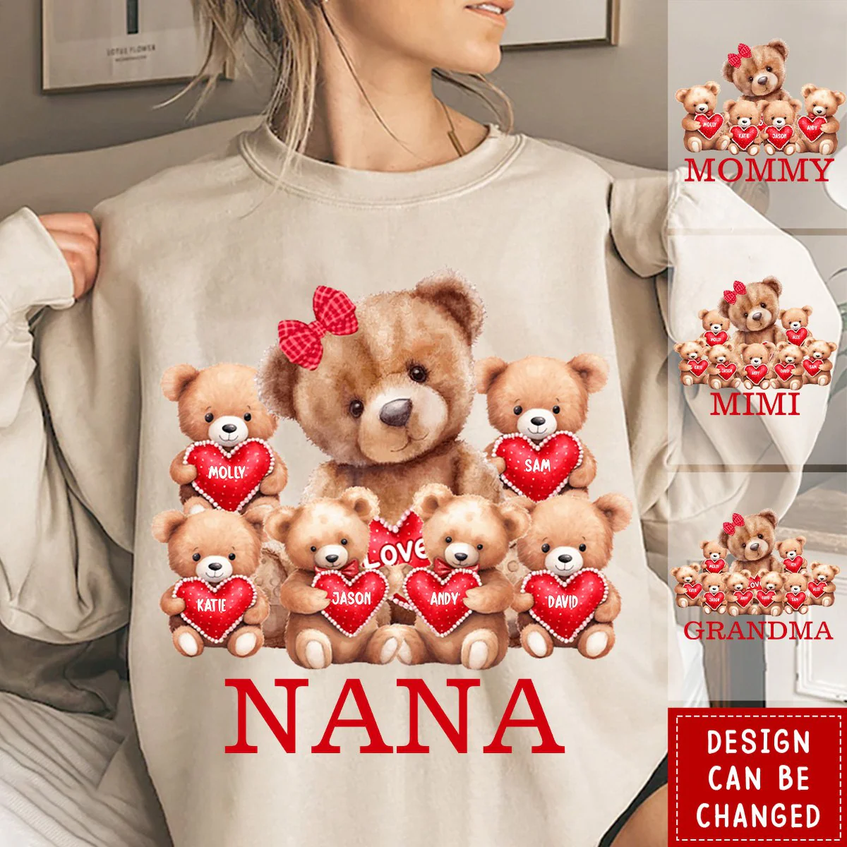 Personalized Grandma Bear With Cute Little Bear Kids Sweatshirt - Image 3