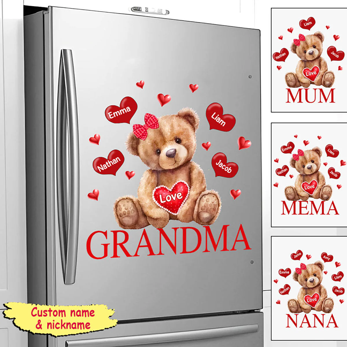 Personalized Grandma Bear With Heart Kids Decal - Image 2