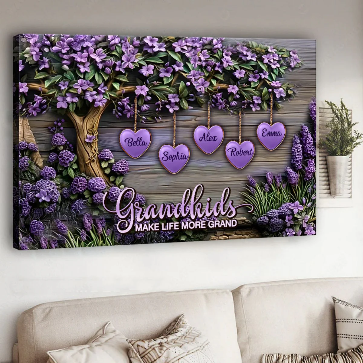 Personalized Grandma Canvas Poster - Celebrate Family Love! 'Grandkids Make Life Grand' - Image 3