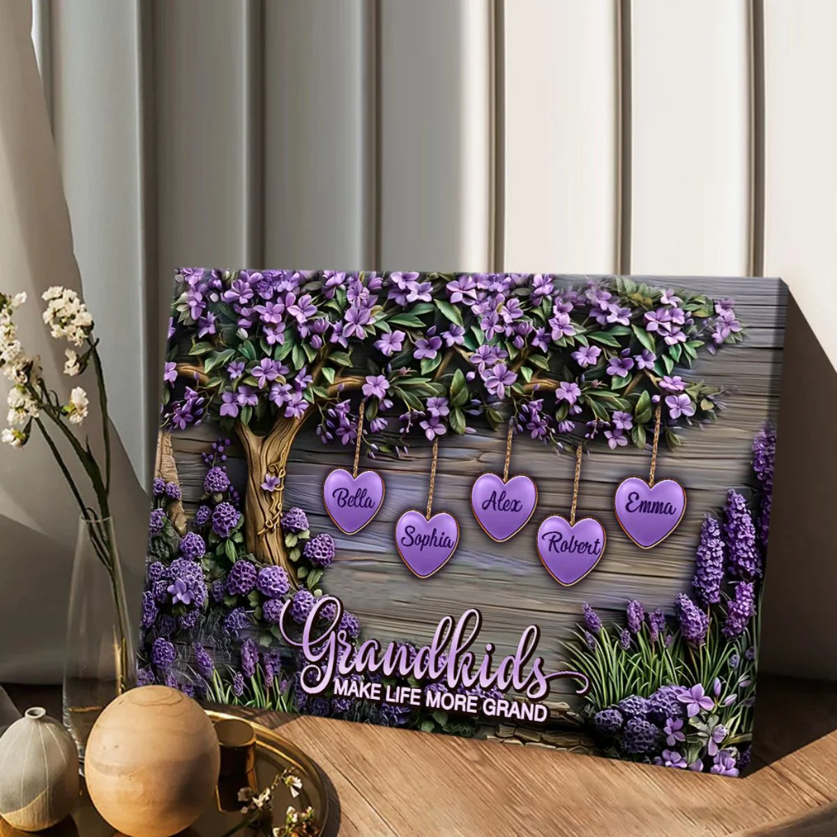 Personalized Grandma Canvas Poster - Celebrate Family Love! 'Grandkids Make Life Grand' - Image 4