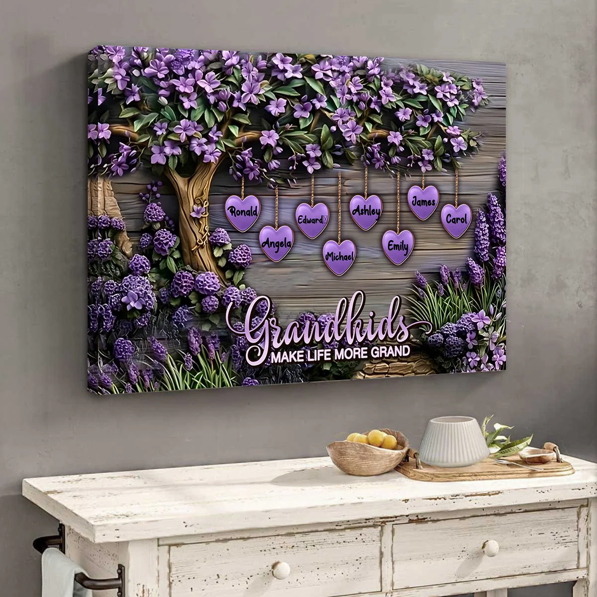 Personalized Grandma Canvas Poster - Celebrate Family Love! 'Grandkids Make Life Grand' - Image 6