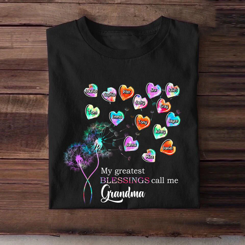 Personalized Grandma Dandelion Flower Heart T-shirt or Sweatshirt - Image 3
