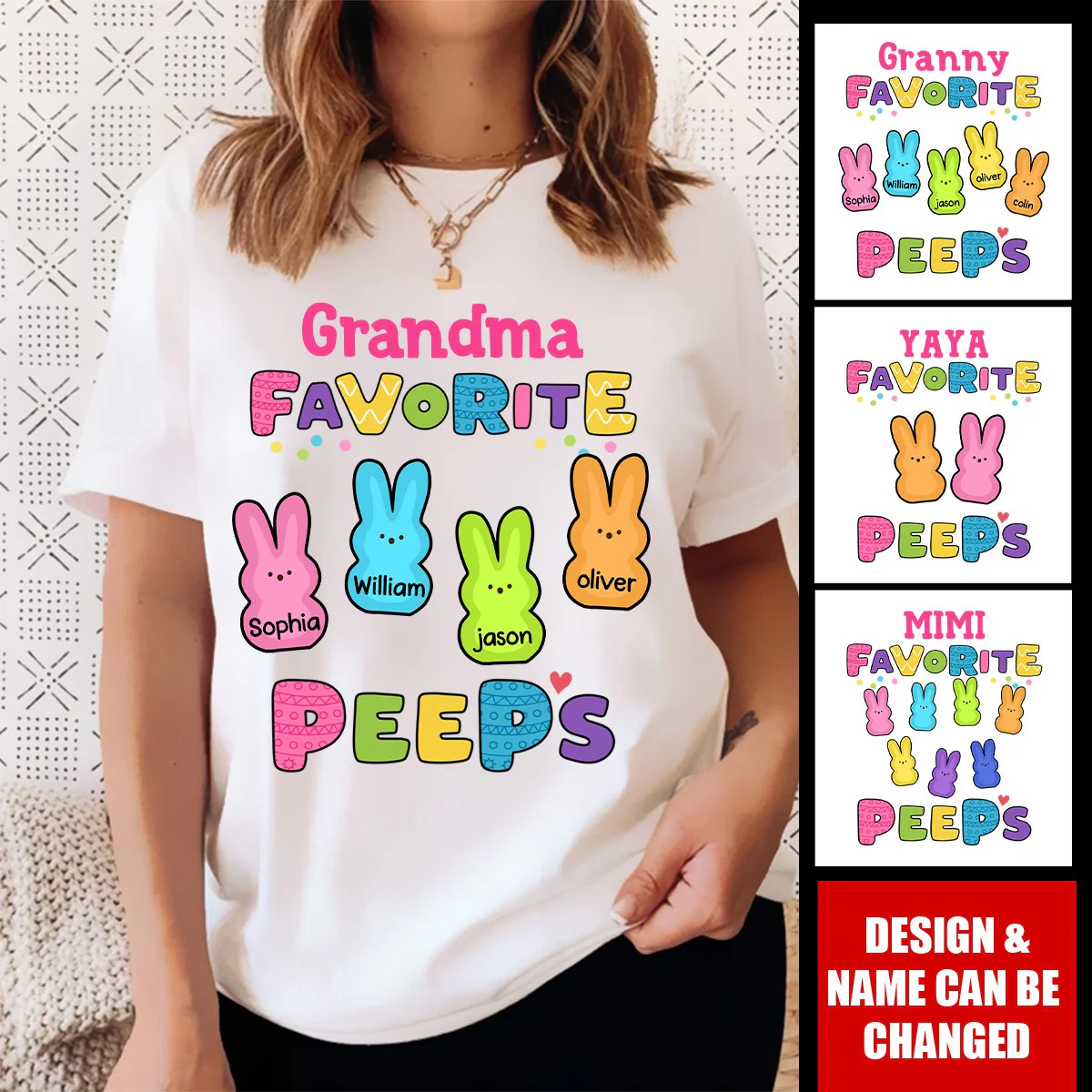 Personalized Grandma Easter Pure cotton T-shirt - Image 2