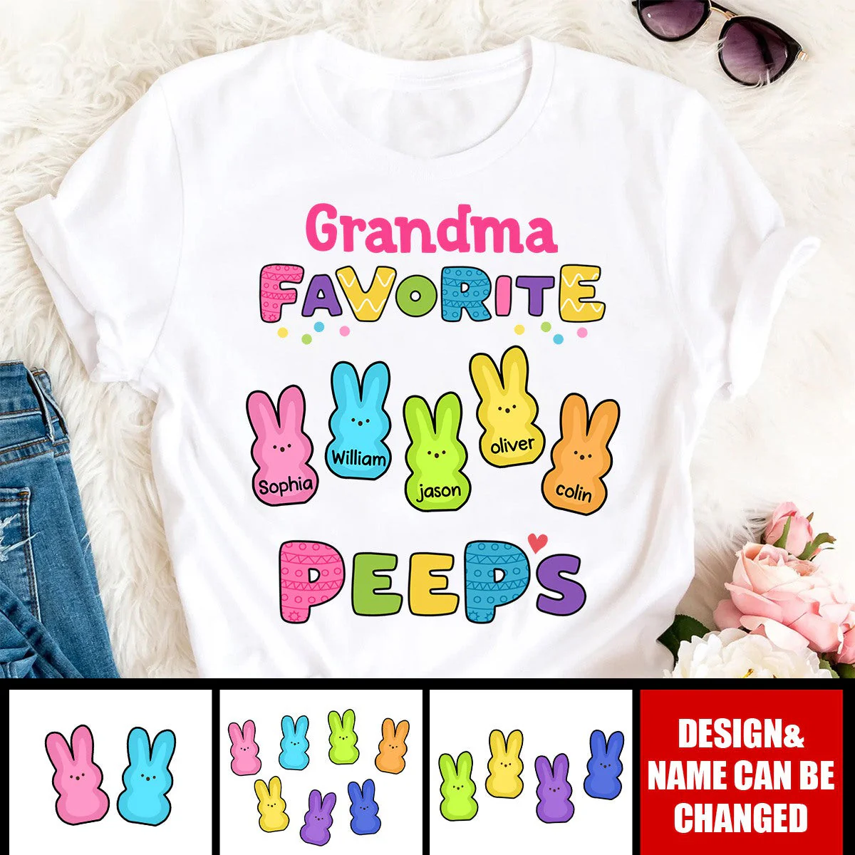 Personalized Grandma Easter Pure cotton T-shirt - Image 3