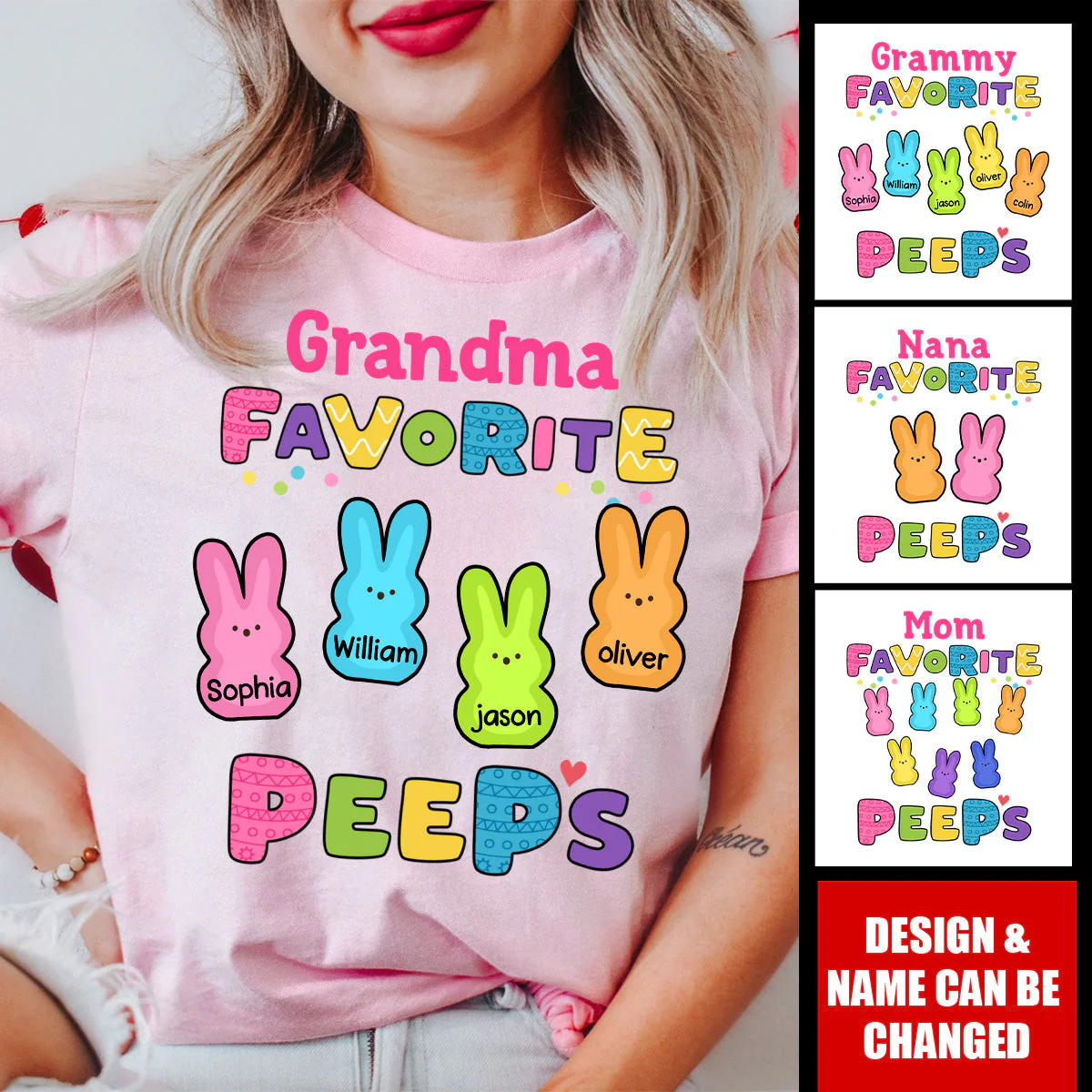 Personalized Grandma Easter Pure cotton T-shirt - Image 4