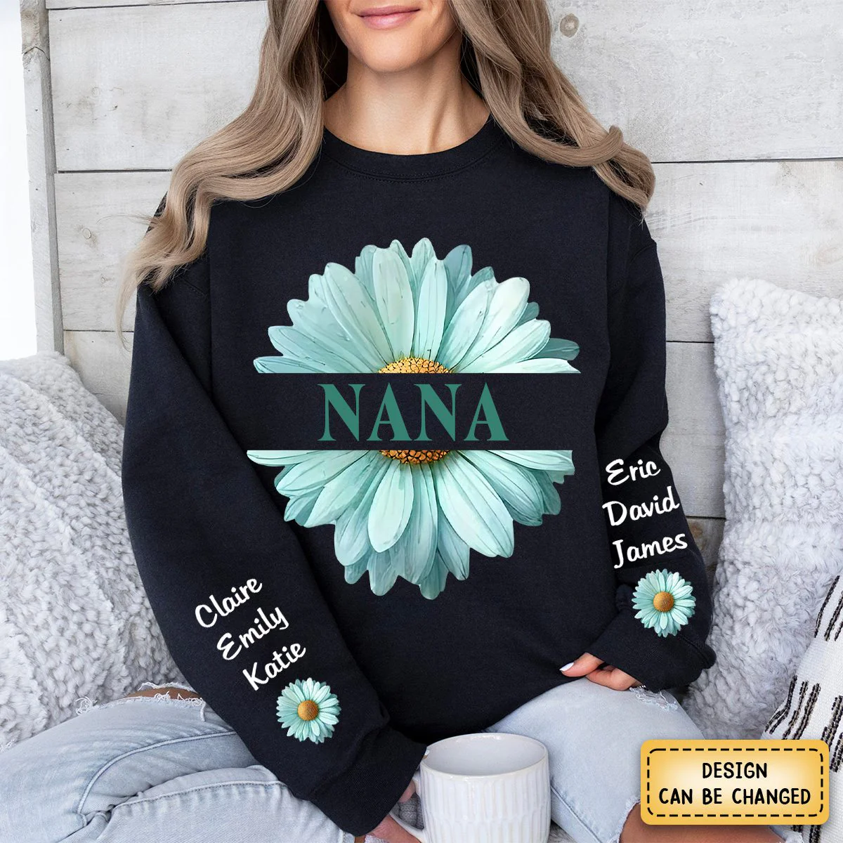 Personalized Grandma Flower Daisy Color And Grandkids Sweatshirt - Image 4