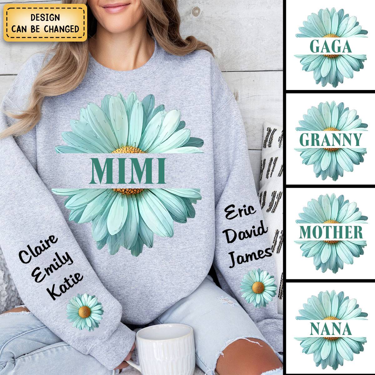 Personalized Grandma Flower Daisy Color And Grandkids Sweatshirt - Image 5