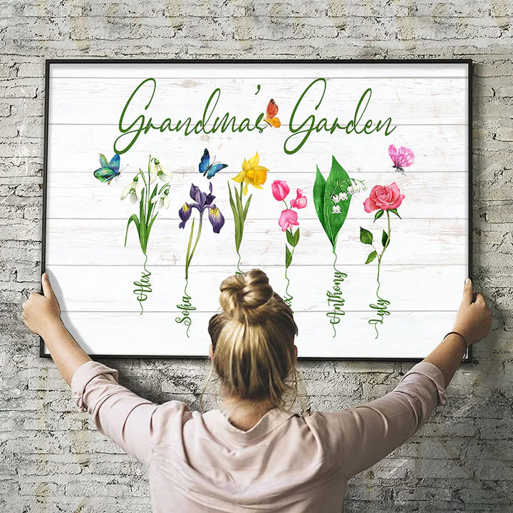 Personalized Grandma Garden Canvas, Family Birth Months Flowers, Gift For Family Poster - Image 2