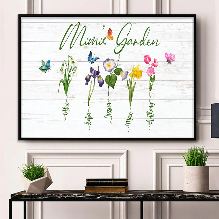 Personalized Grandma Garden Canvas, Family Birth Months Flowers, Gift For Family Poster - Image 3