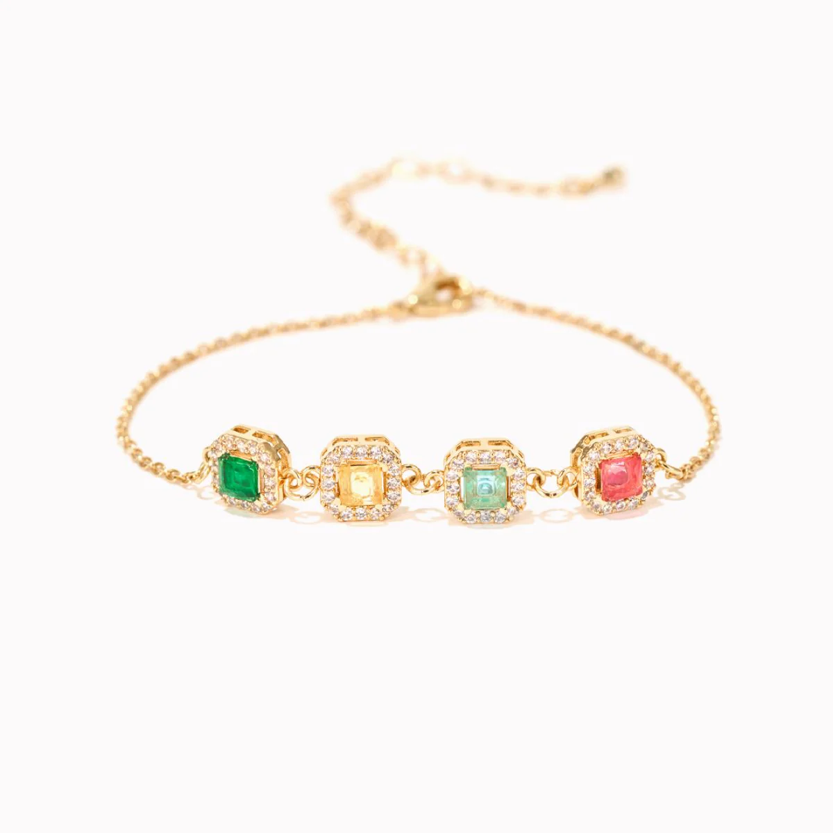 Personalized Grandma Gift Family Square Birthstone Bracelet