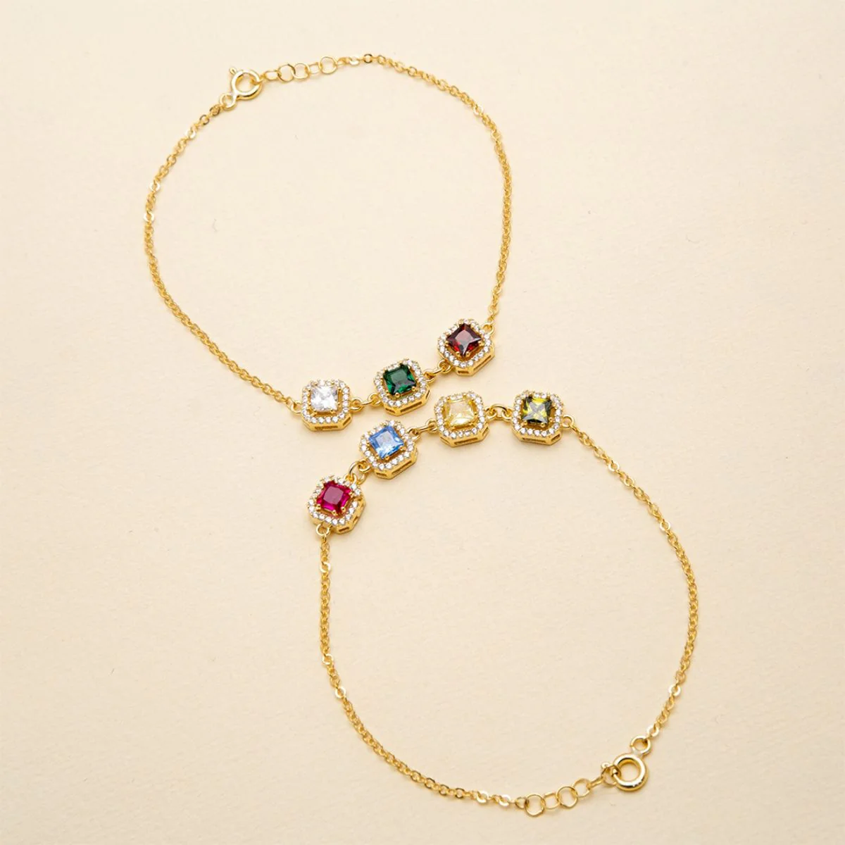 Personalized Grandma Gift Family Square Birthstone Bracelet - Image 2