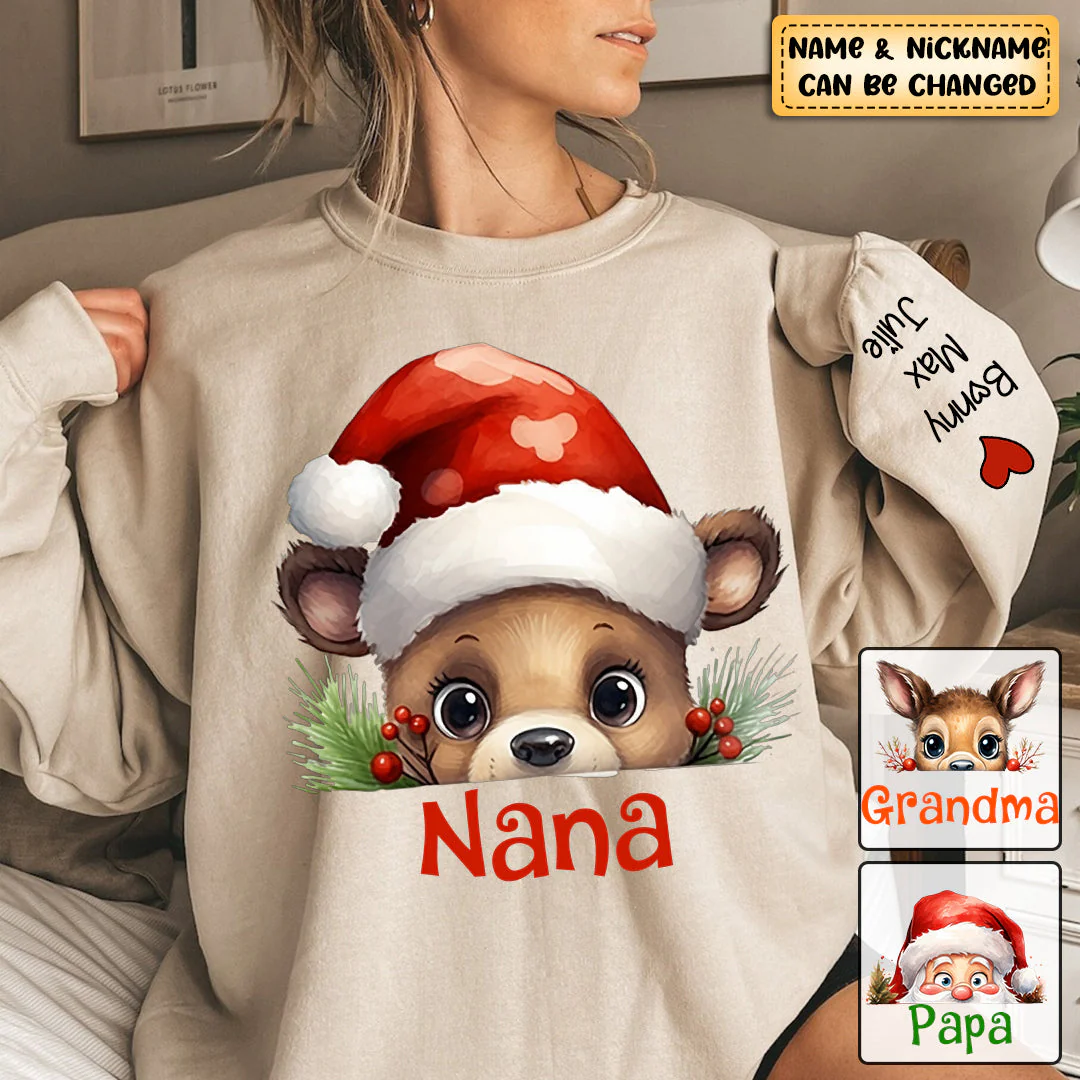 Personalized Grandma Grandpa Santa Christmas Unisex Sweatshirt - Image 2