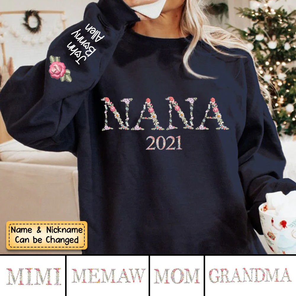 Personalized Grandma Mom Est. Floral Sweatshirt - Image 2