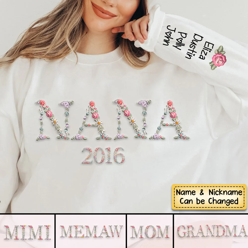 Personalized Grandma Mom Est. Floral Sweatshirt - Image 3