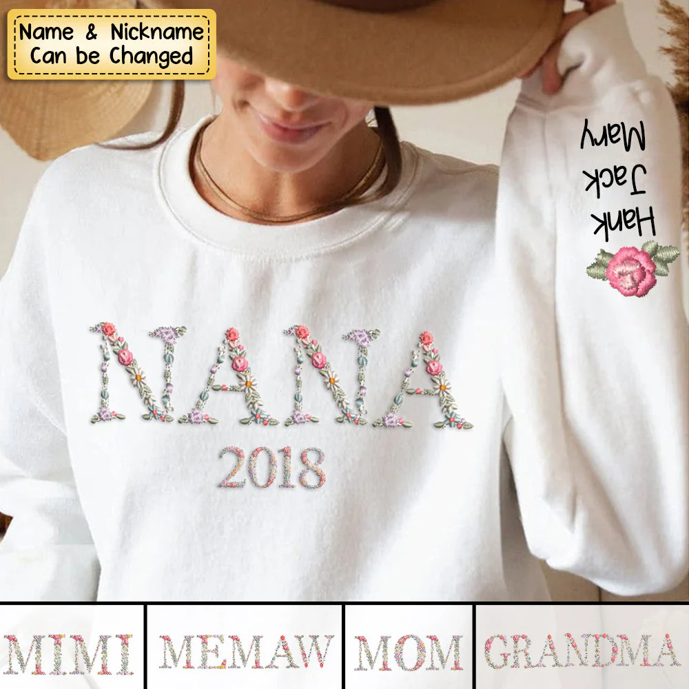 Personalized Grandma Mom Est. Floral Sweatshirt - Image 4